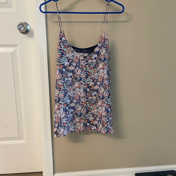 LOFT Tops Loft Silky Camisole In Navy And Pink Floral Print Poshmark